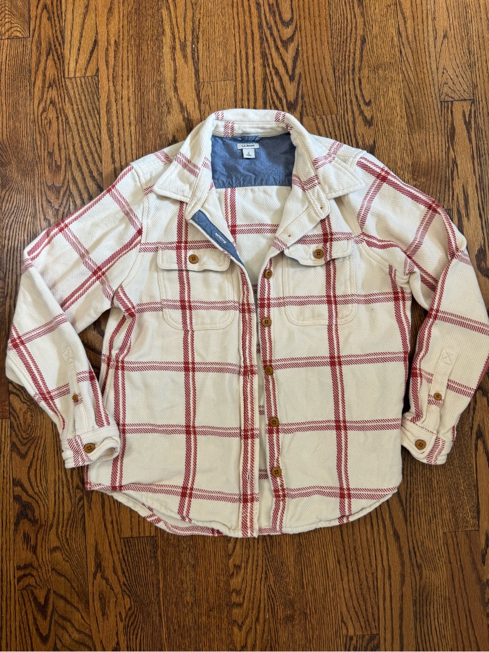 L.L.Bean Women’s S Red Plaid Cotton Flannel Overshirt Jacket Shacket